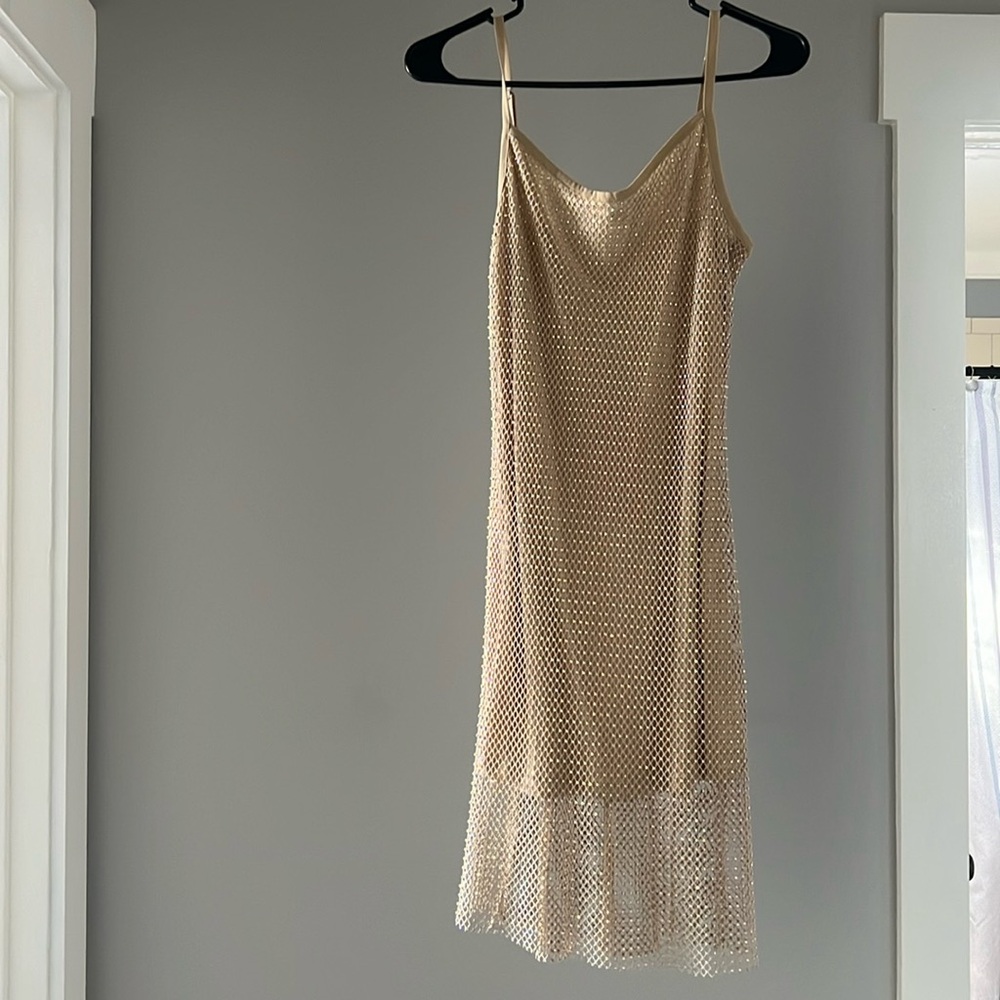 Betsy Johnson short nude colored dress with iridescent beads